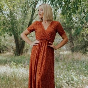 Venice Lace Maxi Dress Rust